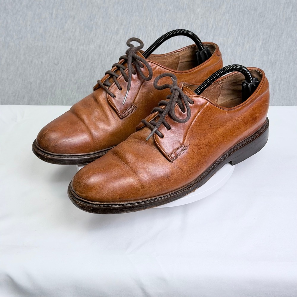Frye James Lug Oxford Tan Leather Plain Toe Derby Shoes 8011470 Mens 9 D